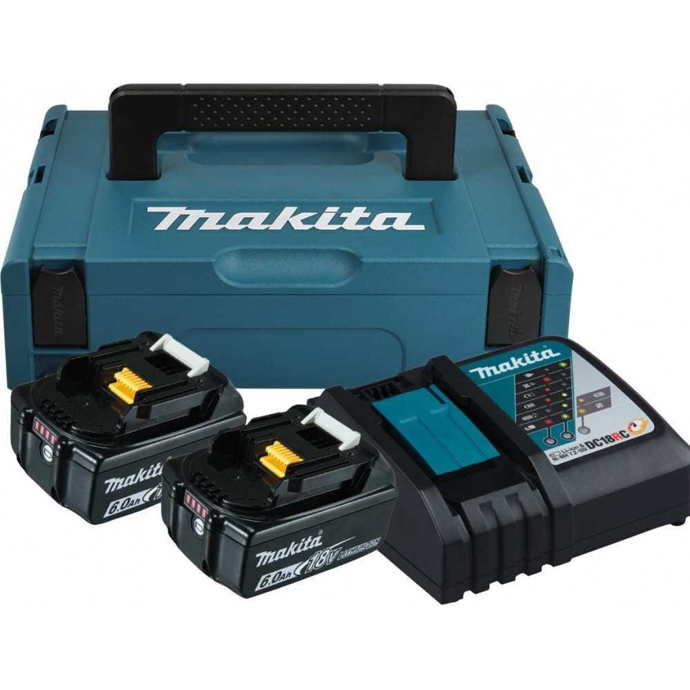 Kit 2 baterias 18v 6.0 amp + cargador + caja plastica Makita