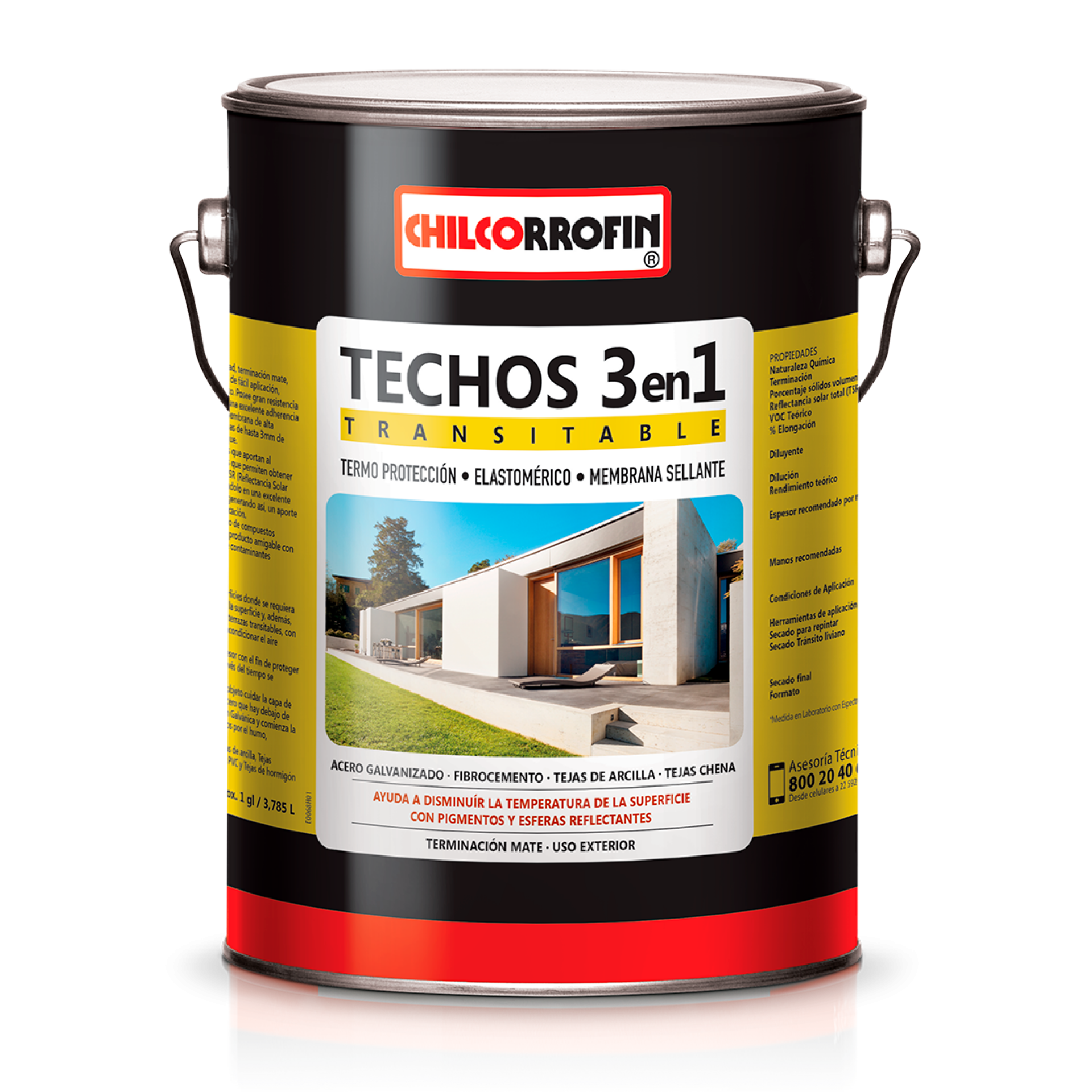 Pintura para techos elasto.3 en 1 blanco GL chilcorrofin