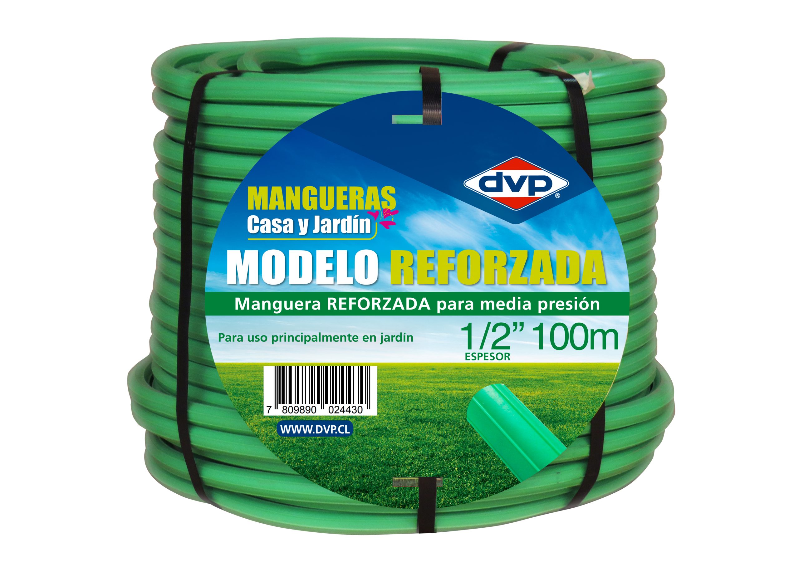 Manguera Jardin reforzada verde  1/2´ x 100 Mts DVP