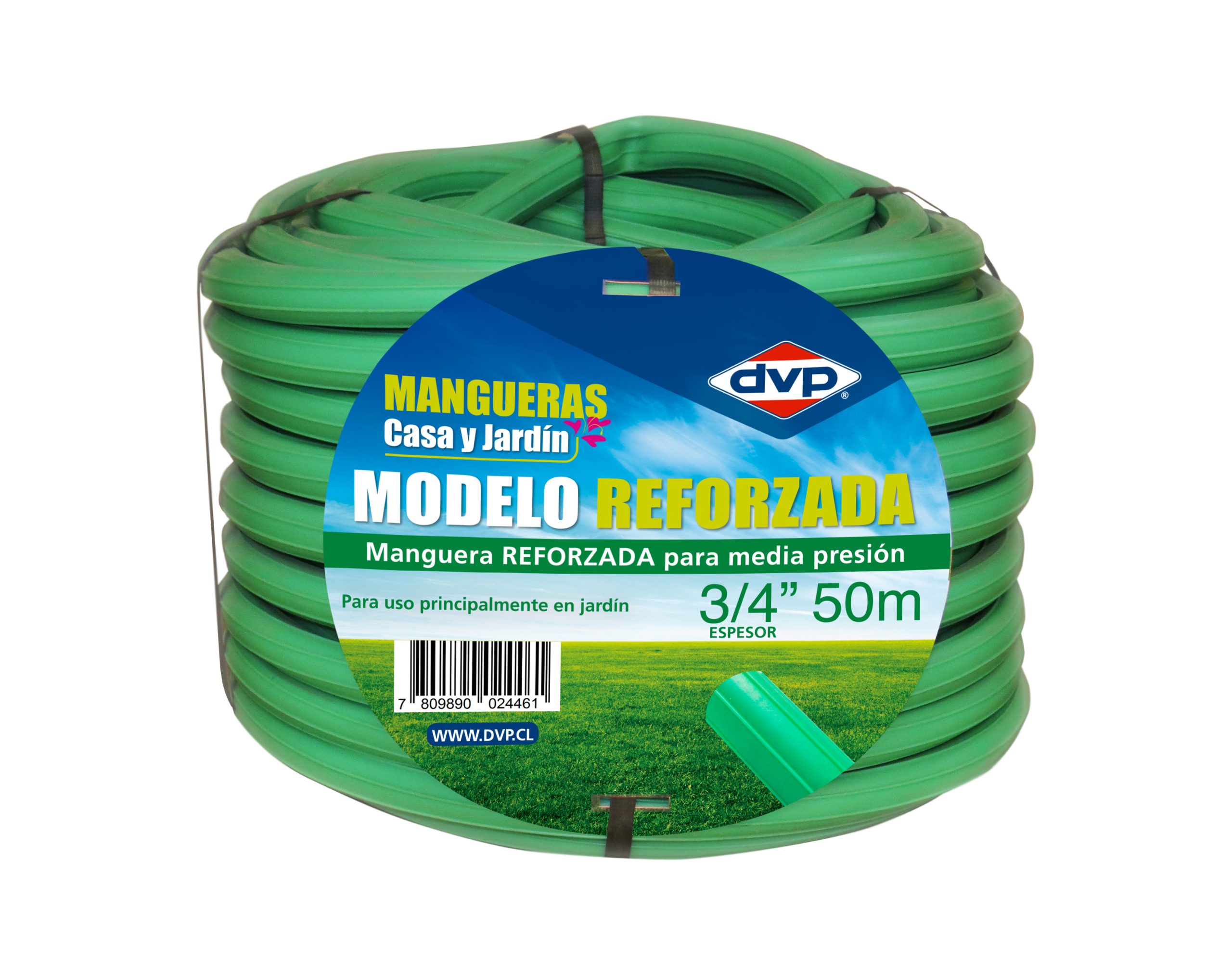 Manguera Jardin reforzada verde 3/4´´ x 50 Mts DVP