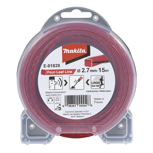 Nylon orillar estriado rojo / 2,7 mm / 15 mt Makita