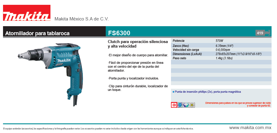 Atornillador 570w FS-6300 Makita