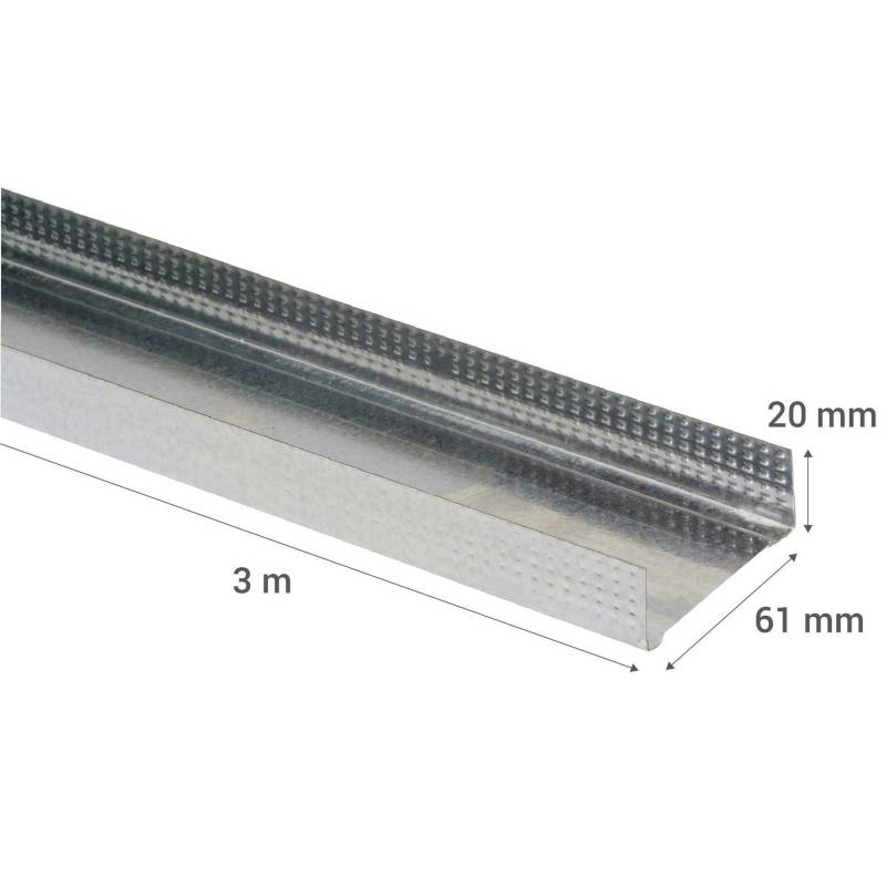 Metalcon Tabique canal  61 x 20 x 0.50 mm x 3 Mts