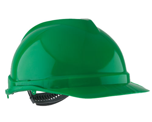 Casco con arnes plastico verde Lioi