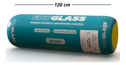 Lana vidrio Ecoglass 14.4m2 (1.2 x 12 mts) x 50mm  VOLCAN